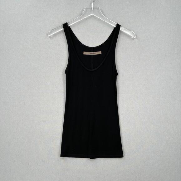 ENZA COSTA Silk Rib Tank Top Womens Small Black White Set of 2 Layering Stretch - Picture 5 of 16